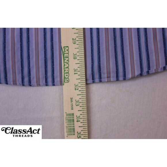 Bugatchi Uomo Mens Blue Striped Long Sleeve Flip Cuff Button Up Shirt XL - Picture 6 of 8